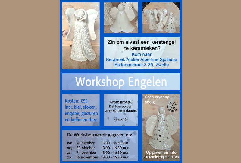 Workshop kerstengelen van keramiek